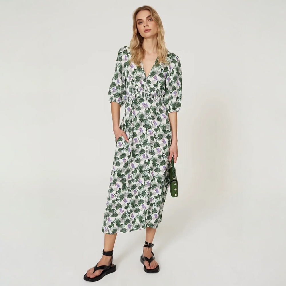Maje Romantica Floral Print Midi Dress Size 40 - Picture 11 of 12
